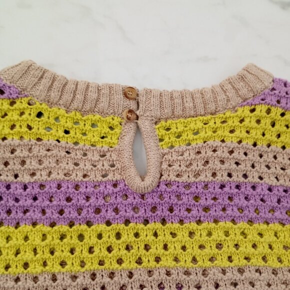 Lulus Striped Crochet Knit Sleeveless Sweater Vest Top Size L Womens - Picture 4 of 8